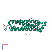 PDB entry 3f38 coloured by chain, top view.