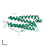 PDB entry 3f39 coloured by chain, front view.