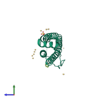 PDB entry 3f39 coloured by chain, side view.