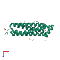 PDB entry 3f39 coloured by chain, top view.