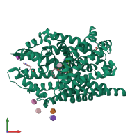 PDB entry 3f3a coloured by chain, front view.