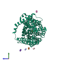 PDB entry 3f3c coloured by chain, side view.