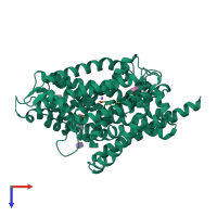 PDB entry 3f3c coloured by chain, top view.