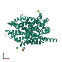 PDB entry 3f3d coloured by chain, front view.