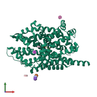 PDB entry 3f3e coloured by chain, front view.