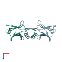 PDB entry 3f3h coloured by chain, top view.