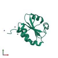 PDB entry 3f3q coloured by chain, front view.