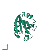 PDB entry 3f3q coloured by chain, side view.