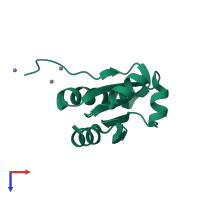 PDB entry 3f3q coloured by chain, top view.