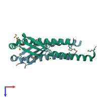 PDB entry 3f42 coloured by chain, top view.