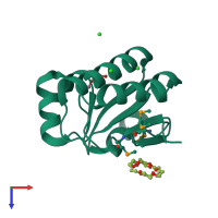 PDB entry 3f43 coloured by chain, top view.