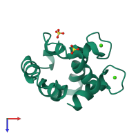 PDB entry 3f45 coloured by chain, top view.