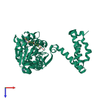 PDB entry 3f47 coloured by chain, top view.