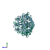 PDB entry 3f4d coloured by chain, side view.