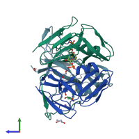 PDB entry 3f4f coloured by chain, side view.