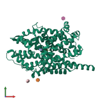 PDB entry 3f4j coloured by chain, front view.