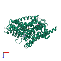 PDB entry 3f4j coloured by chain, top view.