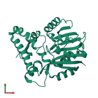 PDB entry 3f4k coloured by chain, front view.