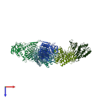 PDB entry 3f4l coloured by chain, top view.