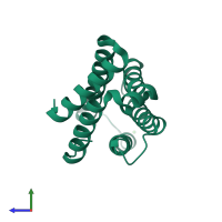 PDB entry 3f4m coloured by chain, side view.