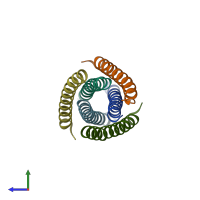 PDB entry 3f4y coloured by chain, side view.