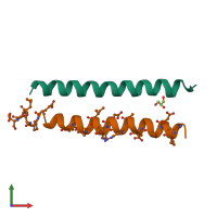 PDB entry 3f50 coloured by chain, front view.