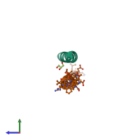 PDB entry 3f50 coloured by chain, side view.