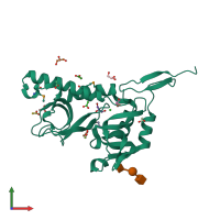 PDB entry 3f5a coloured by chain, front view.