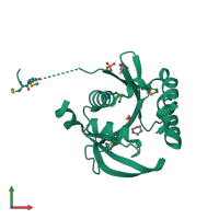 PDB entry 3f5b coloured by chain, front view.