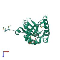 PDB entry 3f5b coloured by chain, top view.