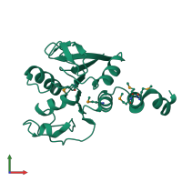 PDB entry 3f5d coloured by chain, front view.