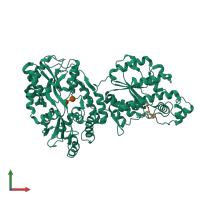 PDB entry 3f5f coloured by chain, front view.