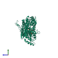 PDB entry 3f5f coloured by chain, side view.