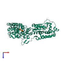 PDB entry 3f5f coloured by chain, top view.