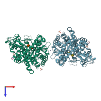 PDB entry 3f5l coloured by chain, top view.