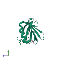 PDB entry 3f5r coloured by chain, side view.