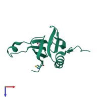 PDB entry 3f5r coloured by chain, top view.