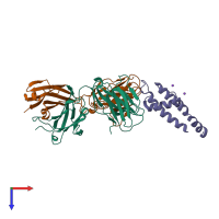 PDB entry 3f5w coloured by chain, top view.