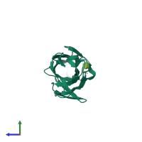 PDB entry 3f64 coloured by chain, side view.