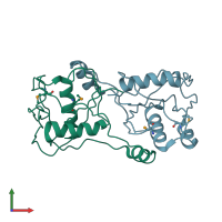 PDB entry 3f6a coloured by chain, front view.