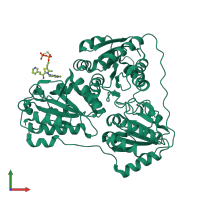 PDB entry 3f6b coloured by chain, front view.