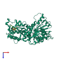 PDB entry 3f6b coloured by chain, top view.