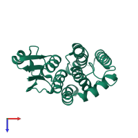 PDB entry 3f6f coloured by chain, top view.
