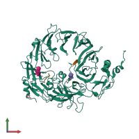 PDB entry 3f6k coloured by chain, front view.