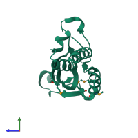 PDB entry 3f6m coloured by chain, side view.