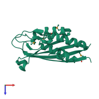 PDB entry 3f6m coloured by chain, top view.