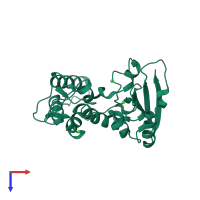 PDB entry 3f6y coloured by chain, top view.