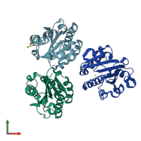 PDB entry 3f74 coloured by chain, front view.