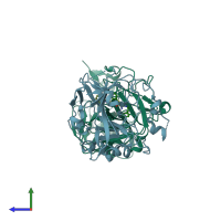 PDB entry 3f7b coloured by chain, side view.