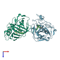 PDB entry 3f7b coloured by chain, top view.